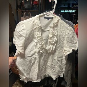 AK Ann Klein Ivory Ruffle Top